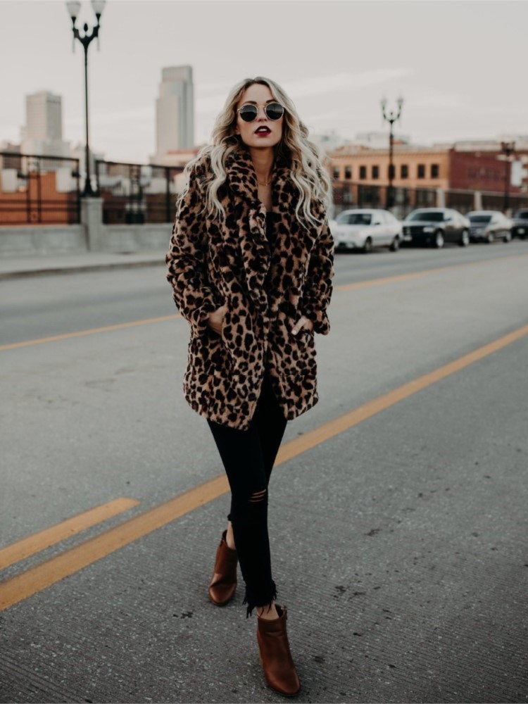 Women's Fur Faux Women Winter Coats Vintage Leopard Female Loose Warm Casual Street Lady Animal Print Thick Outwears 220927
