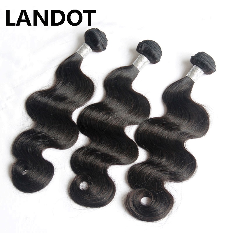 LANDOT UNPROCESSED Brazilian Body Wave Virgin Human Hair Weave Bundles Indian Cambodian Mongolian Peruvian Malaysian Remy Hair Extensions Soft Full