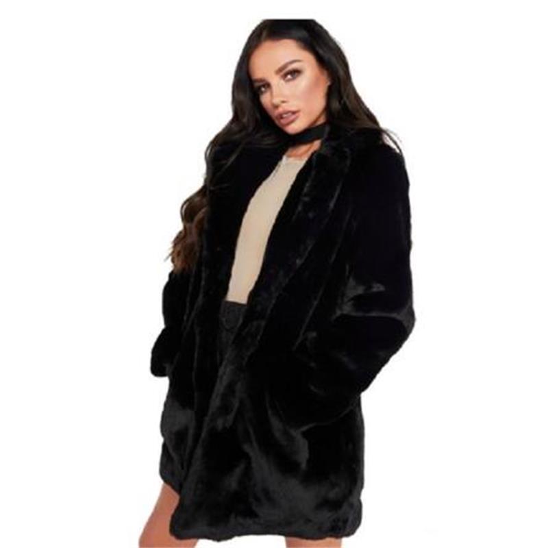 Women's Fur Faux European American fashion elegant women long loose wool soft rabbit hair faux fur coat 3XL 4XL white pink yellow black red 22092