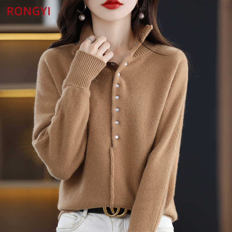 Womens Sweaters RONGYI 100% Pure Wool Womens Clothing Large Size Turtleneck Pullover Sweater Autumn Winter Casual Knit Tops Korean Style 220923