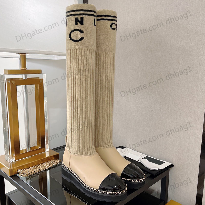 2022/23 Fall Winter Womens Knee Sock Boots With Chain Removable Platform Beige Calfskin Heel 3.5cm Ankle Boot Chelsea Stretch Casual Boot Slip-on Booties Snow Rainboot
2022/23 Fall Winter Womens Knee Sock Boots With Chain Removable Platform Beige Calfskin Heel 3.5cm Ankle Boot Chelsea Stretch Casual Boot Slip-on Booties Snow Rainboot