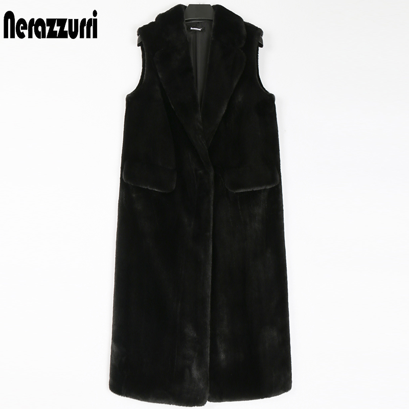 Womens Fur Faux Fur Nerazzurri Winter Warm Long Fluffy Soft Faux Fur Vest Women Lapel White Black Red Sleeveless Jacket Stylish Waistcoat 220927