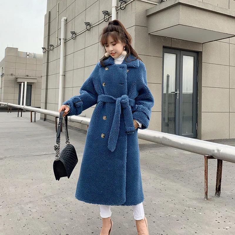 Women's Fur Faux Winter Coat Thick Warm Jacket Casual Loose Double breasted Long Coats Overcoat Femme Streetwear 220927