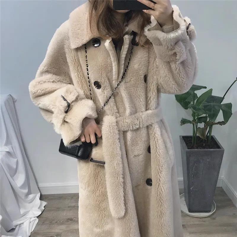Women's Fur Faux Winter Coat Thick Warm Jacket Casual Loose Double breasted Long Coats Overcoat Femme Streetwear 220927