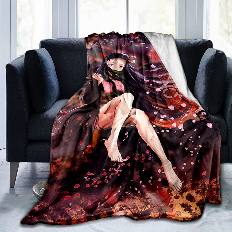Blankets Swaddling 3D printed Art Blanket Flannel Anime Duvet Home Decorative Demon Slayer Spring/Autumn Fleece for Children Kids Bedding 220927