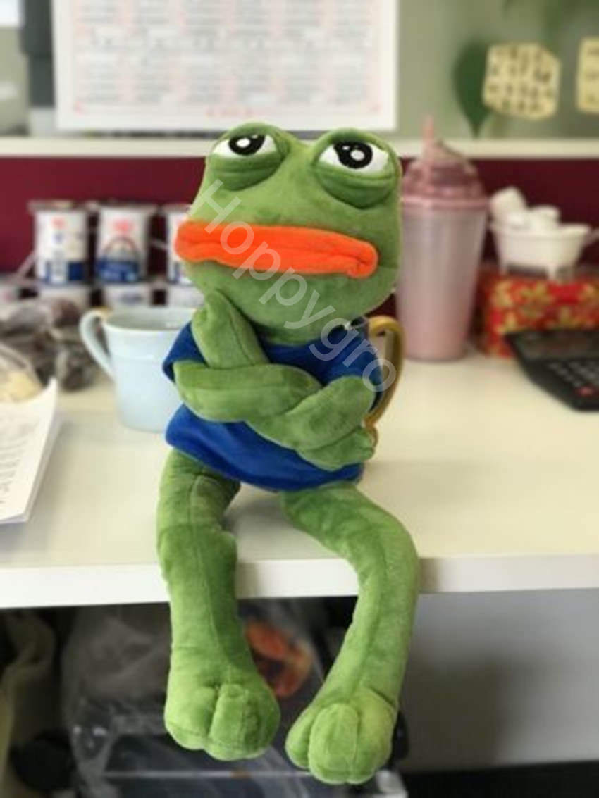 Plush Dolls 45cm Sad Frog Toy Soft Stuffed Pillow Magic Expression Pepe The Animal Doll Birthday GIfts For Kids 220924