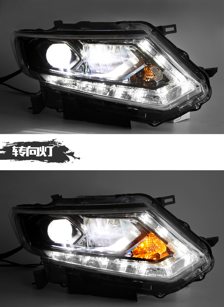 Car Lights For X-Trail Xtrail 20 14-20 16 LED Auto Headlight Assembly Upgrade High Configure Bicofal Lens Tears Eye Design Lamp
