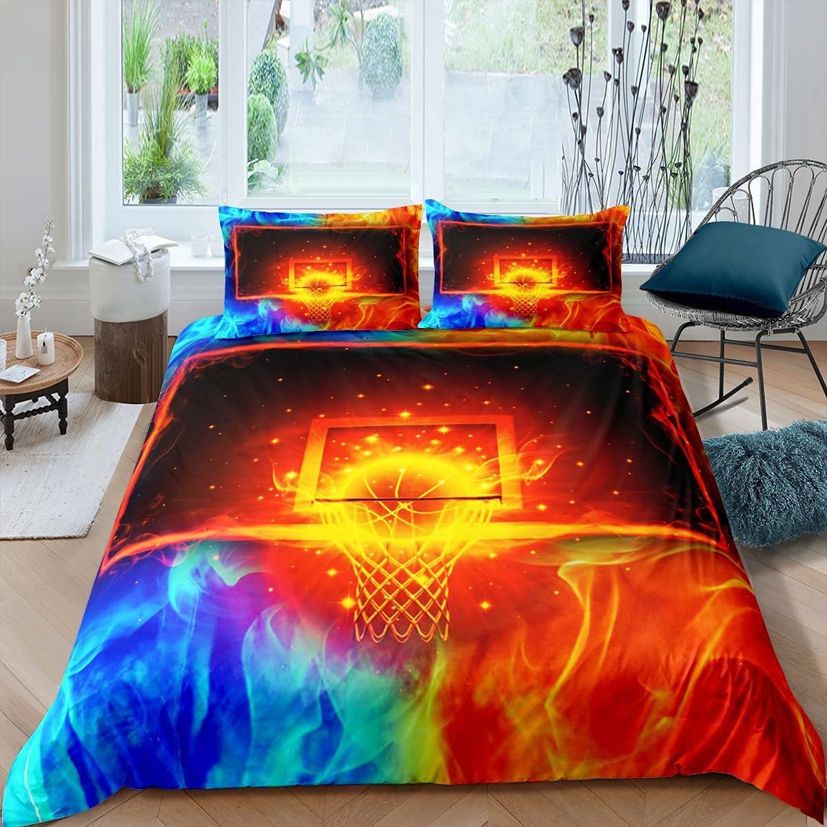Bedding sets Basketball Duvet Cover Set Black 3D Ball Sports Theme Bedding Set Microfiber Basketball Court Competitive Games King Quilt Cover 220924