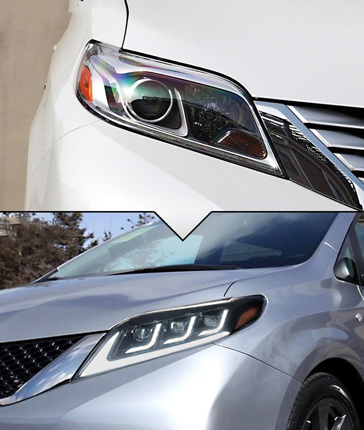 Car Lights For Sienna 20 11-20 20 LED DRL Auto Headlights Assembly Bicodal Lens Dynamic Lamp Start Animation Highlight Accessories