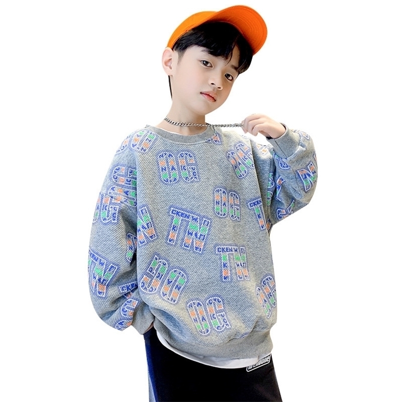 Pullover Children s Spring Autumn Fashion Print Top Sweatshirt Cotton Kids Loose Casual Korean Teen Boys Clothes Age 4 To 14Year 220924