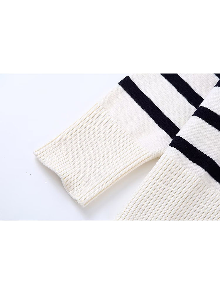 Womens Sweaters Women Autumn Leisure Fashion Striped knitted Sweater Vintage Lapel Long Sleeve Female Pullovers Chic Tops 220923