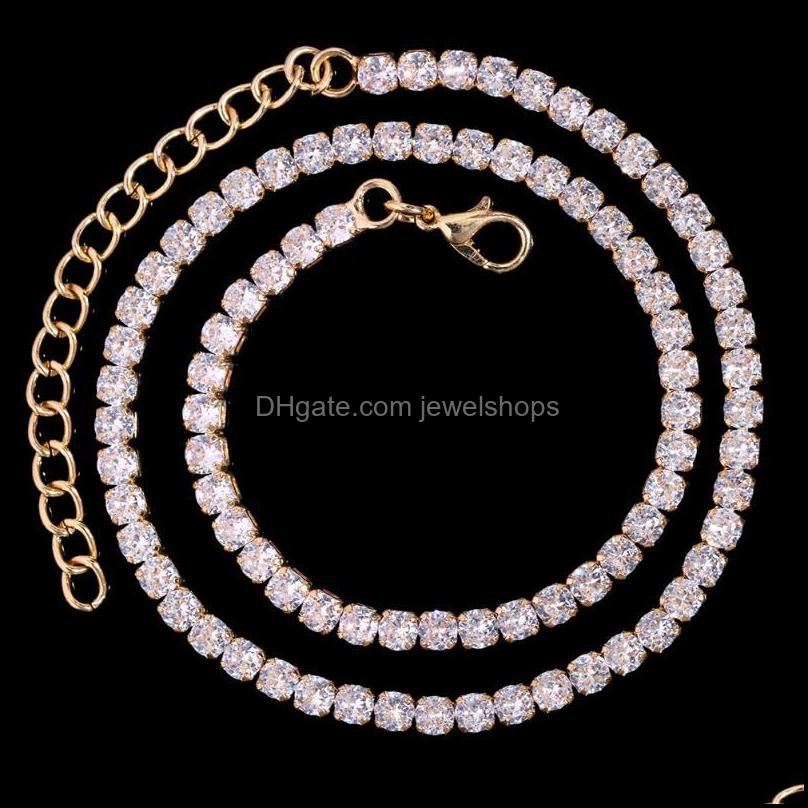 Chains Chains Bling Men Women Iced Out Chain Necklace Cuban Link Cz Tennis Stainless Steel Rope Choker Necklaces Jewelrych Jewelshops Dhsgv