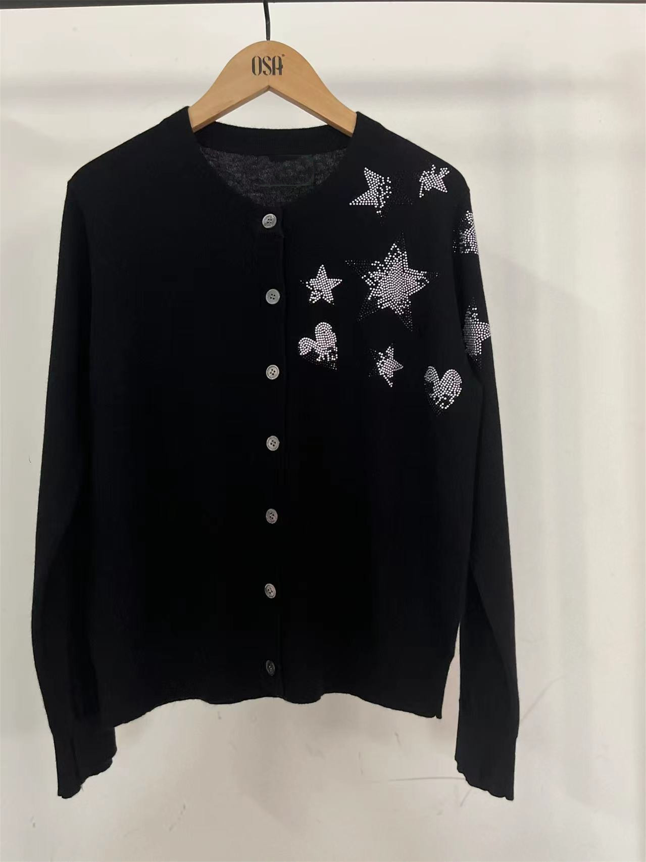 Womens Knits Tees Women Slim Long Sleeve Sweater Single Breasted Thin Stars Rhinestones Oneck Ladies Knitted Cardigan Top 2 Colors 220923