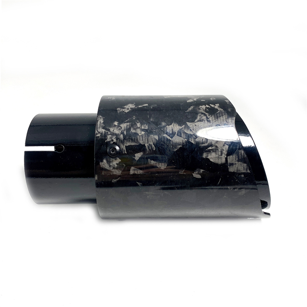 1 Piece Car Universal Muffler black stainless steel Glossy Forged Carbon Fiber Exhaust Tip End Pipe Tail Tip