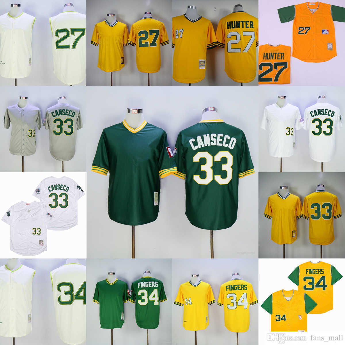 Mitchell and Ness Vintage Baseball 27 Catfish Hunter Jerseys NCAA Stitched 33 Jose Canseco 34 Rollie Fingers 1981 Yellow Green White Pullover, Mitchellness (with team name)
Mitchell and Ness Vintage Baseball 27 Catfish Hunter Jerseys NCAA Stitched 33 Jose Canseco 34 Rollie Fingers 1981 Yellow Green White Pullover, Mitchellness (with team name)