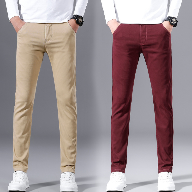 Men's Pants Trousers Spring Autumn Casual Sports Slimming Straight Tube Small Leg 28-38 Men 220924