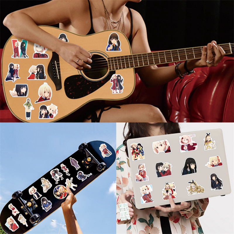 50Pcs Anime Lycoris Recoil Stickers Graffiti Decals Kids Classic Toys Gift DIY Laptop Phone Fridge Car Cartoon Sticker