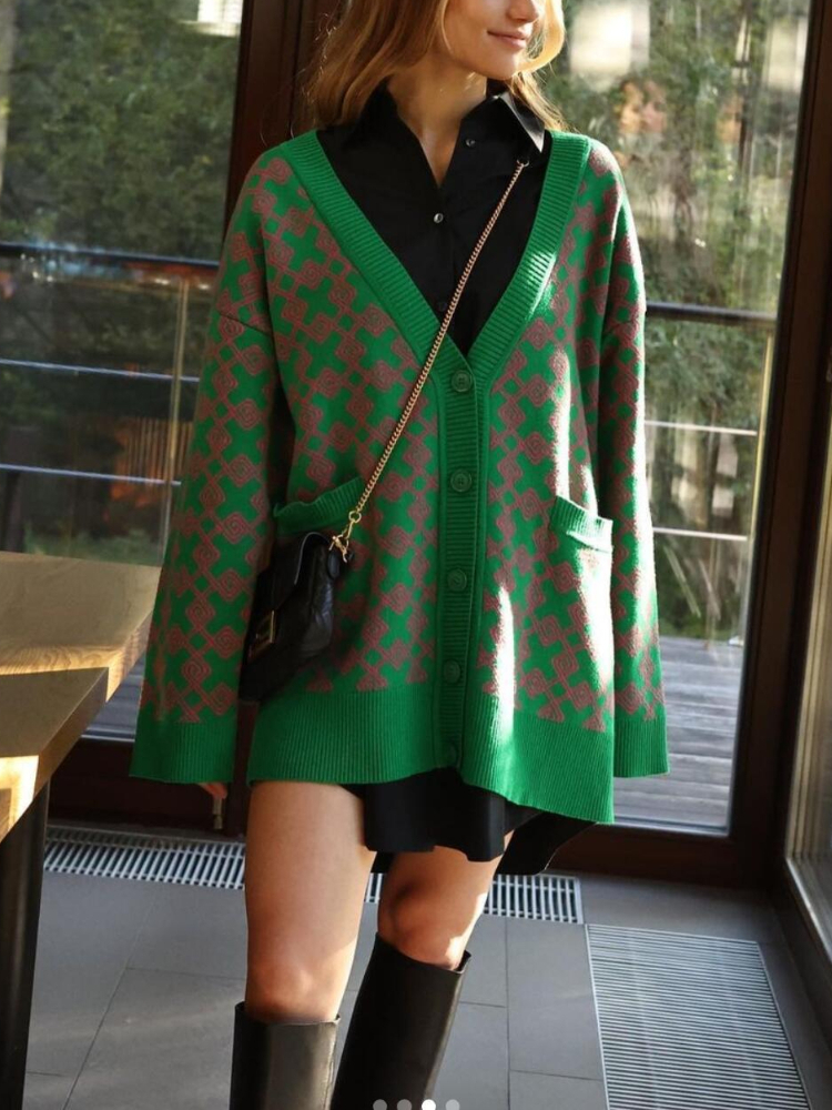 Womens Knits Tees Womens Long Cardigan Pockets Single Breasted Fashion Green Cardigan Autumn and Winter Vintage Knitted Long Sleeve Coat 220923
