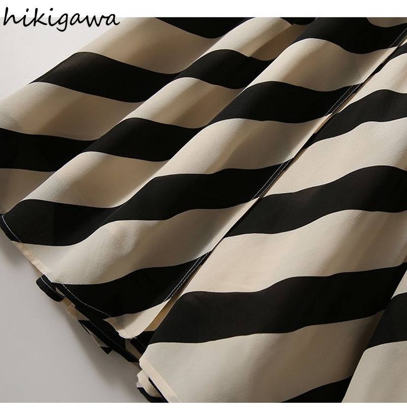 Skirts Faldas De Mujer Vintage Striped Skirts Women High Waist Slim Vintage Aline Pleated Skirt Big Swing Korean Elegant Jupe 220924