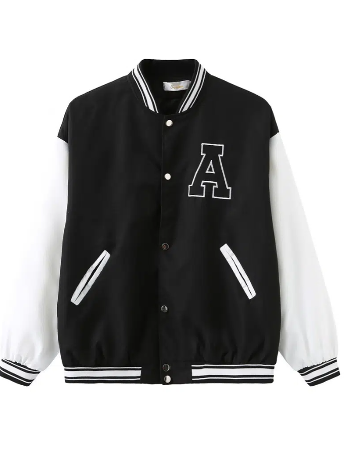 Women's Outwear Baseball Jacket Letter Print Varsity Casual Jacket Long Sleeve Coat Stand Collar, Black
Women's Outwear Baseball Jacket Letter Print Varsity Casual Jacket Long Sleeve Coat Stand Collar, Black