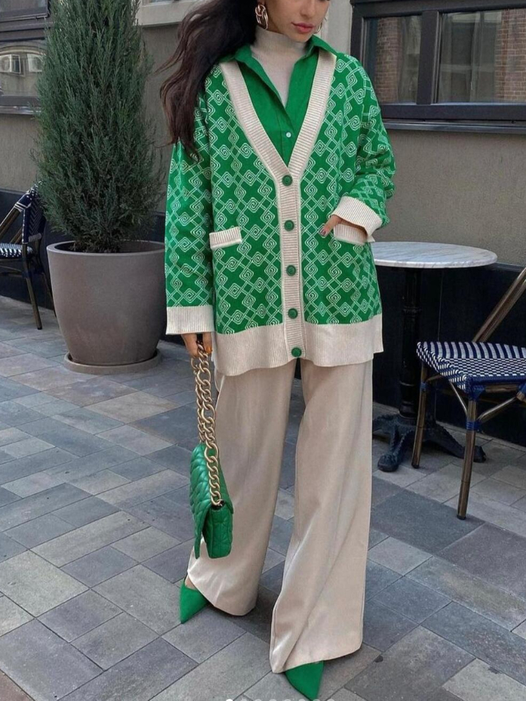 Womens Knits Tees Womens Long Cardigan Pockets Single Breasted Fashion Green Cardigan Autumn and Winter Vintage Knitted Long Sleeve Coat 220923