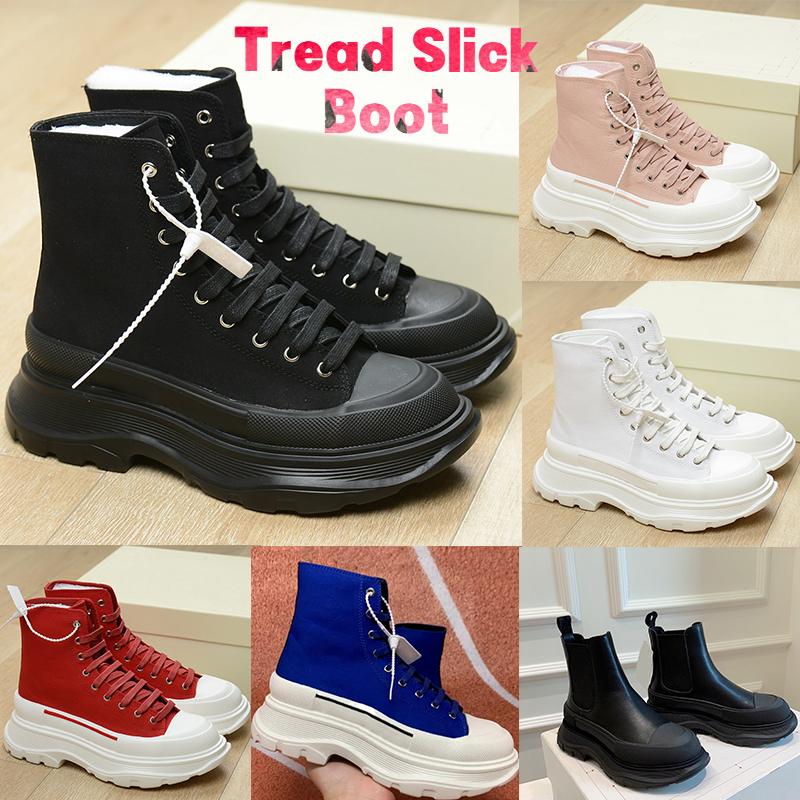 Tread Slick Boots women shoes Designer Half Ankle Boot platform canvas leather womans Sneakers fashion lace-up white black magnolia royal blue red Trainers