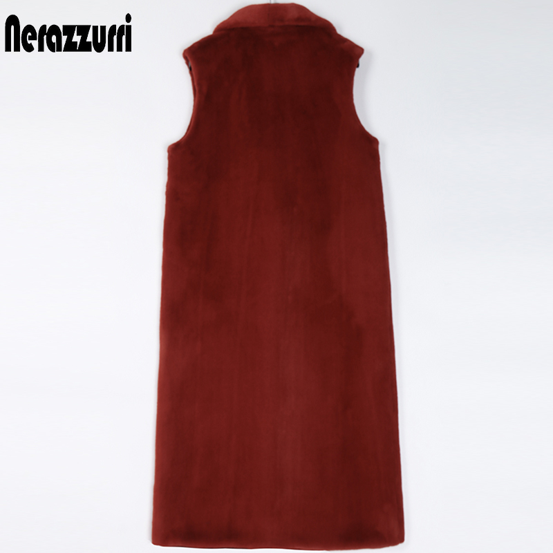 Womens Fur Faux Fur Nerazzurri Winter Warm Long Fluffy Soft Faux Fur Vest Women Lapel White Black Red Sleeveless Jacket Stylish Waistcoat 220927