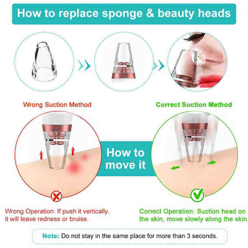 Usb Charge Blackhead Black Dot Remover Face Pore Vacuum Skin Care Acne Cleaner Pimple Removal Suction Tools 220516