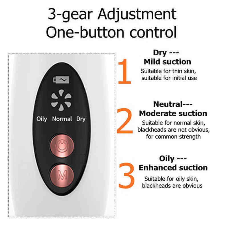 Usb Charge Blackhead Black Dot Remover Face Pore Vacuum Skin Care Acne Cleaner Pimple Removal Suction Tools 220516