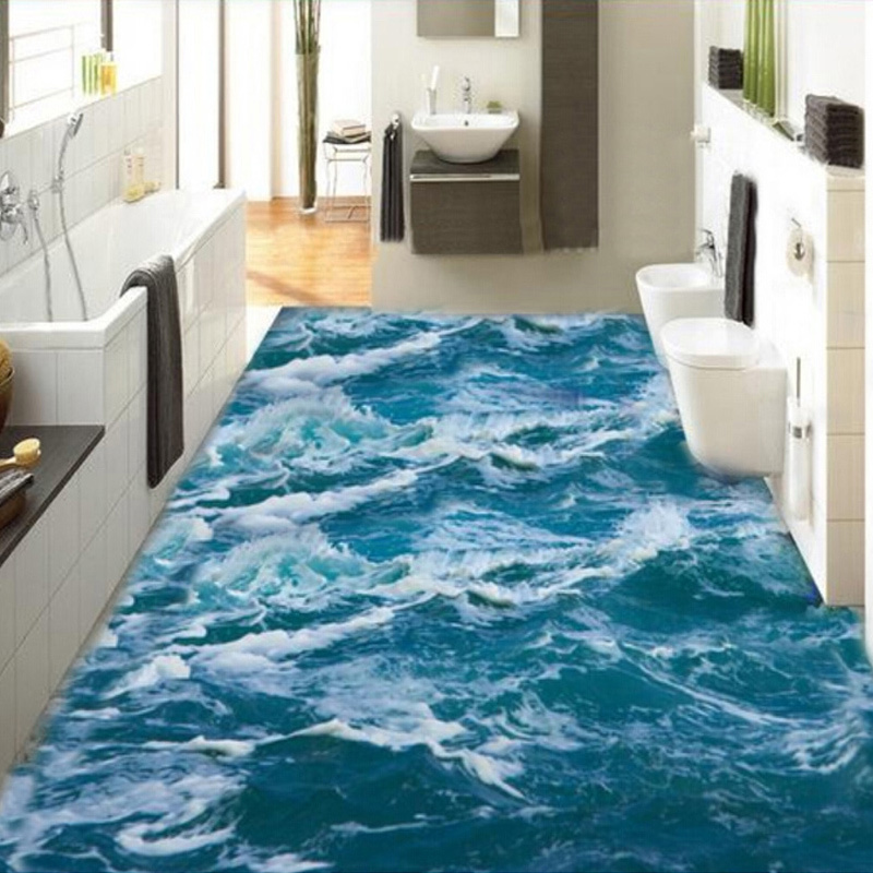 Wallpapers Custom 3D Floor Mural Sea Water Wave Bathroom PVC Waterproof Self adhesive Vinyl Home Decor 220927