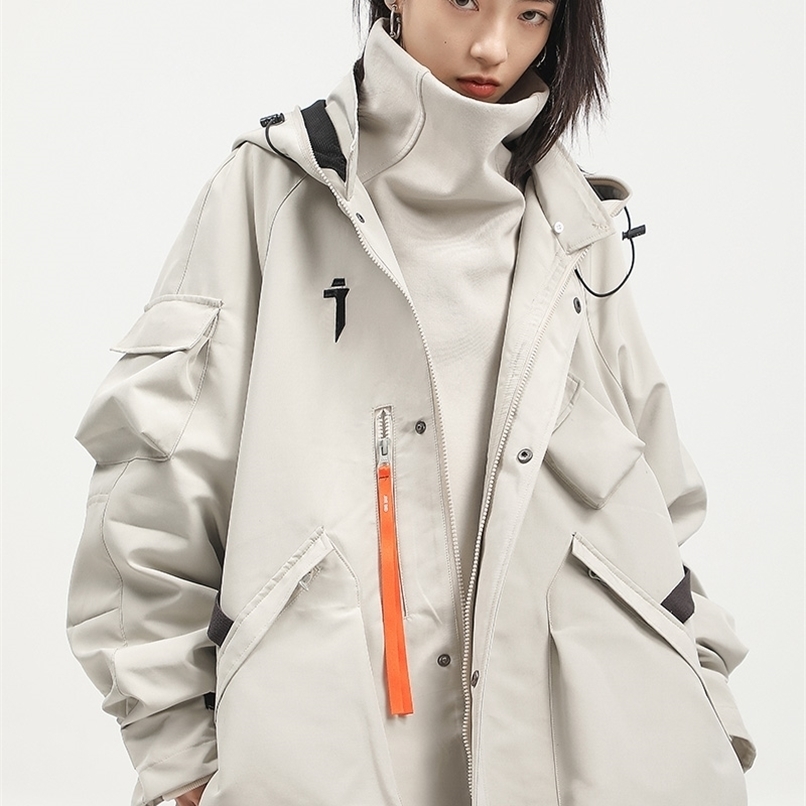 Men's Jackets function wind favors hooded ski wear restoring ancient ways men and women loose high street leisure coat 220927