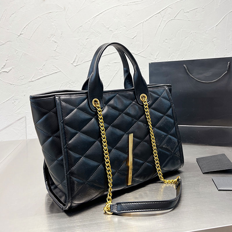 Gaby Quilted Tote Shopping Bag Women Chain Shoulder Bags Genuine Leather Gold Letter Rhombic Pattern Large Capacity Pocket Black Handbag Purse
Gaby Quilted Tote Shopping Bag Women Chain Shoulder Bags Genuine Leather Gold Letter Rhombic Pattern Large Capacity Pocket Black Handbag Purse