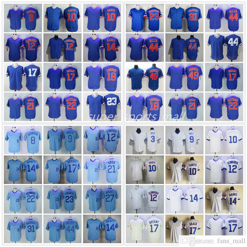 Mitchell and Ness Baseball Jersey Vintage Dawson Baez Santo Schwarber Banks Ross Bryant Zobrist Sosa Heyward Sandberg Williams Rizzo Jerseys 1929 1968 1994, Choose number on picture
Mitchell and Ness Baseball Jersey Vintage Dawson Baez Santo Schwarber Banks Ross Bryant Zobrist Sosa Heyward Sandberg Williams Rizzo Jerseys 1929 1968 1994, Choose number on picture