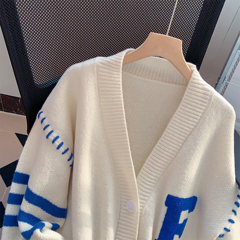 Womens Knits Tees LQ SONGYI High Quality Autumn Winter Oversized Sweaters Letter Jacquard Coats Long Sleeve Sweater Top Women Knitted Jackets 220923