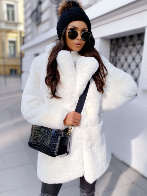 Womens Fur Faux Fur Lautaro Winter Loose Casual Warm Thick Soft White Faux Fur Coat Women Lapel Long Sleeve Black Fluffy Furry Jacket 4xl 5xl 220927