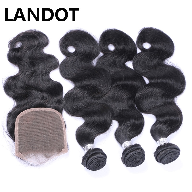 LANDOT UNPROCESSED Brazilian Body Wave Virgin Human Hair Weave Bundles Indian Cambodian Mongolian Peruvian Malaysian Remy Hair Extensions Soft Full