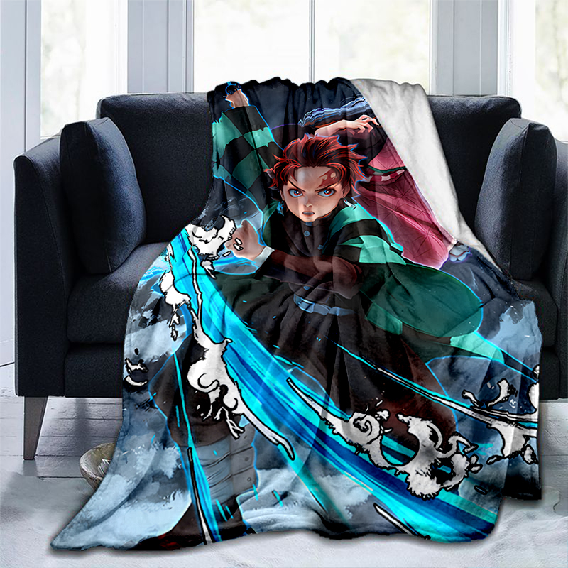 Blankets Swaddling 3D printed Art Blanket Flannel Anime Duvet Home Decorative Demon Slayer Spring/Autumn Fleece for Children Kids Bedding 220927