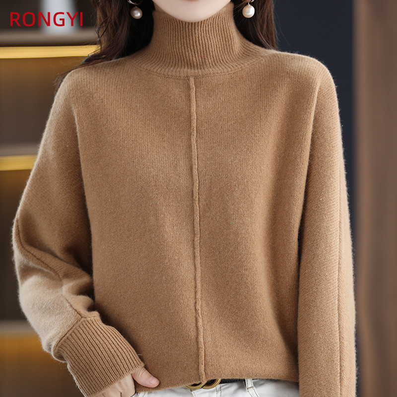 Womens Sweaters RONGYI 100% Pure Wool Womens Clothing Large Size Turtleneck Pullover Sweater Autumn Winter Casual Knit Tops Korean Style 220923