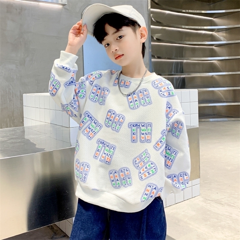 Pullover Children s Spring Autumn Fashion Print Top Sweatshirt Cotton Kids Loose Casual Korean Teen Boys Clothes Age 4 To 14Year 220924