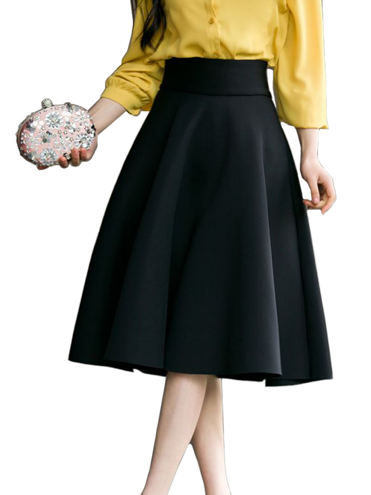 Skirts XS5XL Women Skirt High Waisted Skirt Female White Knee Length Bottoms Pleated Skirt Saia Midi Pink Black Red Blue Burgundy 220924