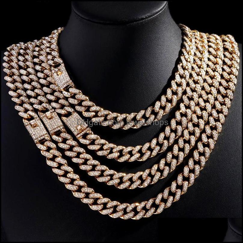 Chains Chains Bling Men Women Iced Out Chain Necklace Cuban Link Cz Tennis Stainless Steel Rope Choker Necklaces Jewelrych Jewelshops Dhsgv