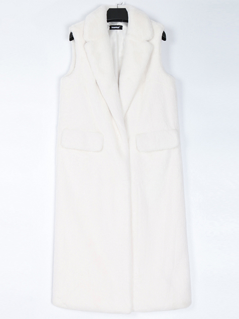 Womens Fur Faux Fur Nerazzurri Winter Warm Long Fluffy Soft Faux Fur Vest Women Lapel White Black Red Sleeveless Jacket Stylish Waistcoat 220927