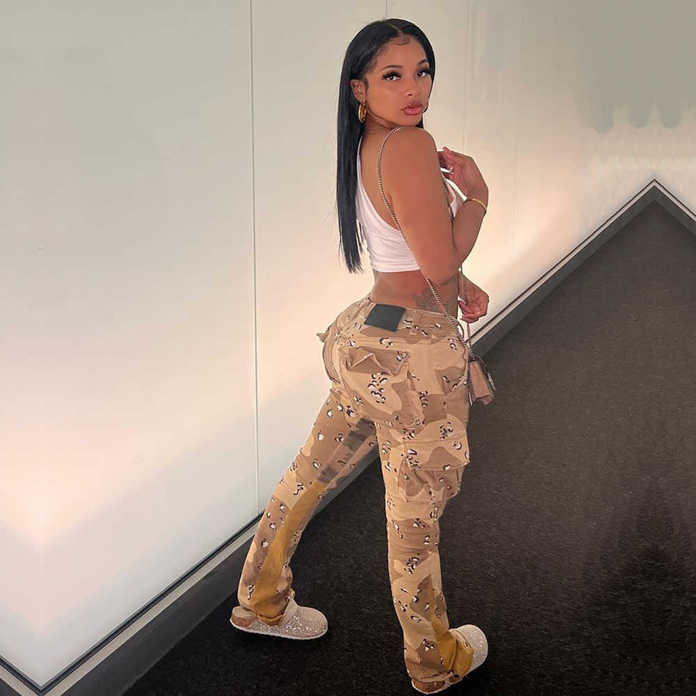 Women's Pants Capris Camo Cargo Pants 3 Casual Loose Sweat Pant 2022 Women Fall Y2k Clothes Streetwear Joggers Fashion High Waist Camouflage Trou