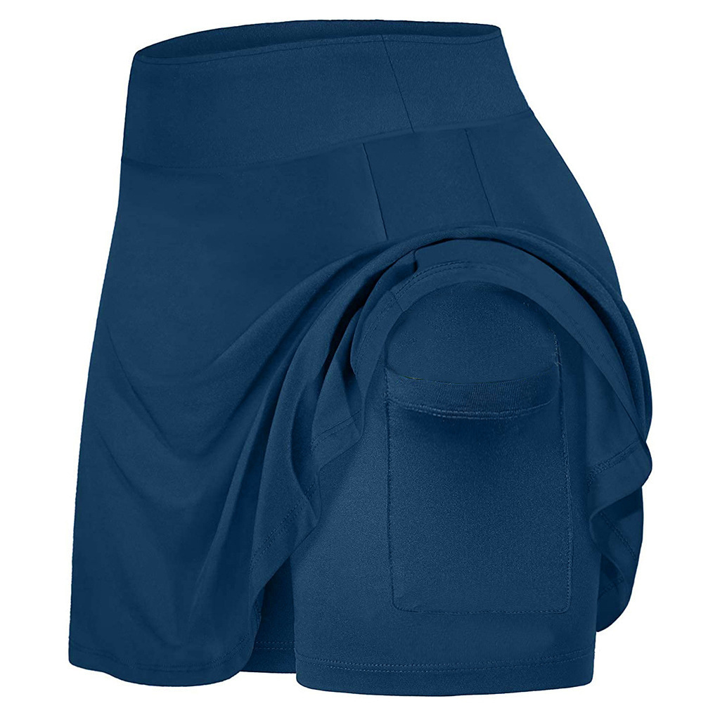 Skirts Women Fitness Tennis Pink Black Blue Green Short Skirt With Pocket Quick Dry Sports Skirts Plus Size 220924
