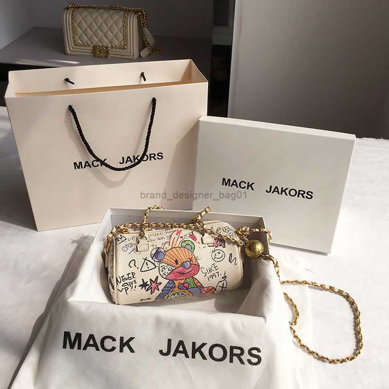 Totes Bear Graffiti Lady's Chain Mobile Phone Shoulder Bags Simple Small Square Bag Women's Luxury Designer Handbags for Women 2025 Y2209