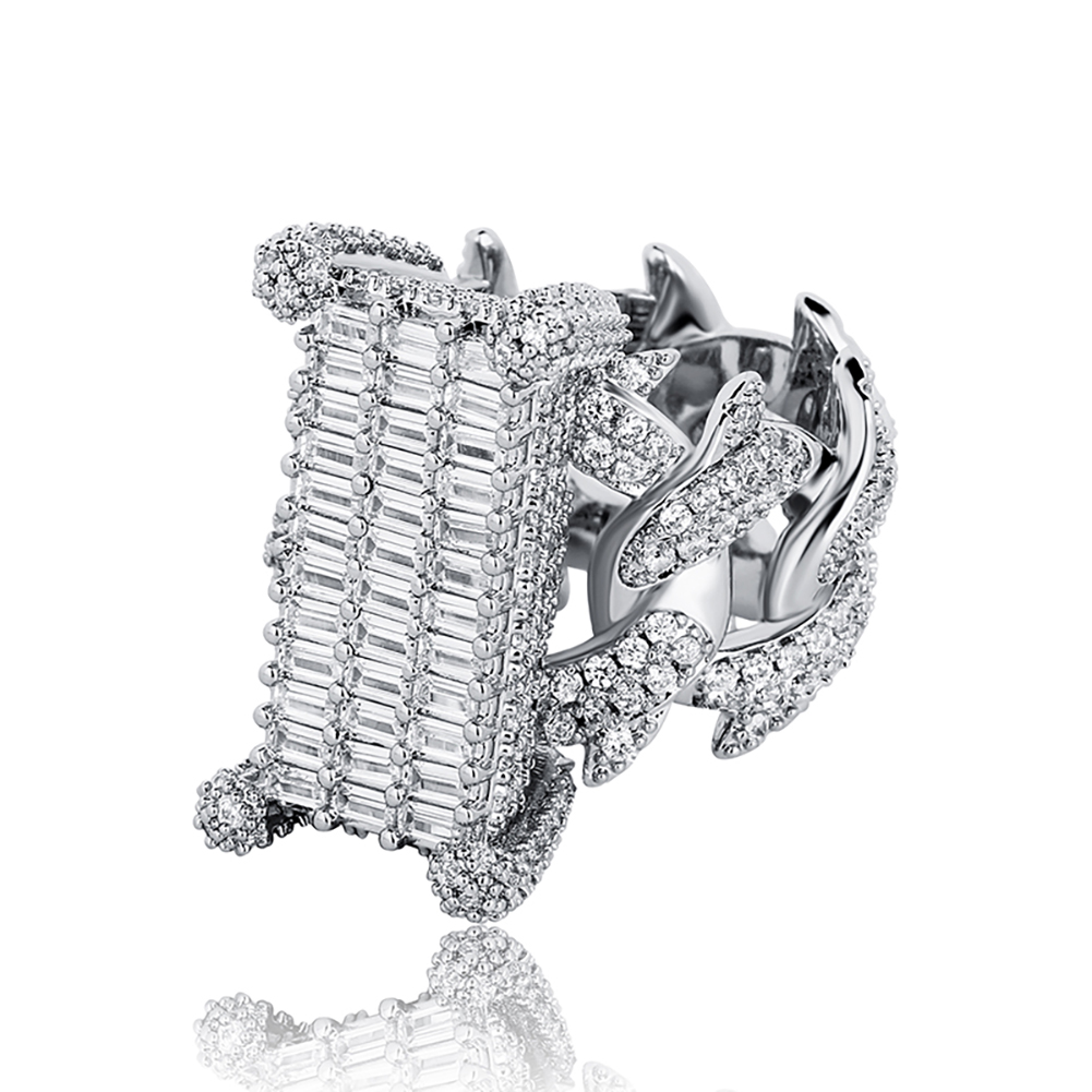 New in hip hop Designer Luxury Baguette Zircon Ring Iced Out Micro Pave CZ Stones Hollow Square Shape Finger Fashion Jewelry Valentine Day Gift For Me