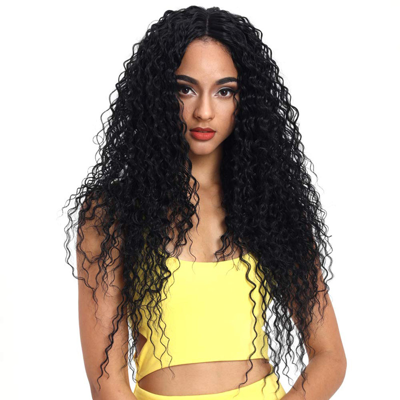 Beautiful Long Kinky Curly Synthetic Hair wig for Women Brown Wave Ombre Wigs