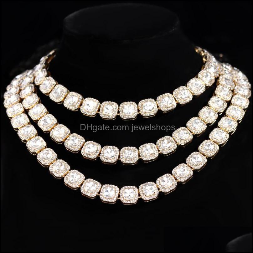Chains Chains Bling Men Women Iced Out Chain Necklace Cuban Link Cz Tennis Stainless Steel Rope Choker Necklaces Jewelrych Jewelshops Dhsgv