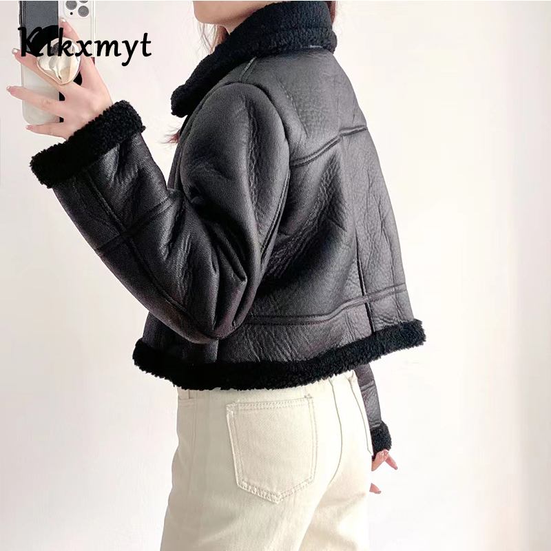 Womens Fur Faux Fur Klkxmyt Traf Fashion Women Faux Leather Fur Jacket Winter Warm Coat Street Comfortable Personalized Female Outwear Tops 220927