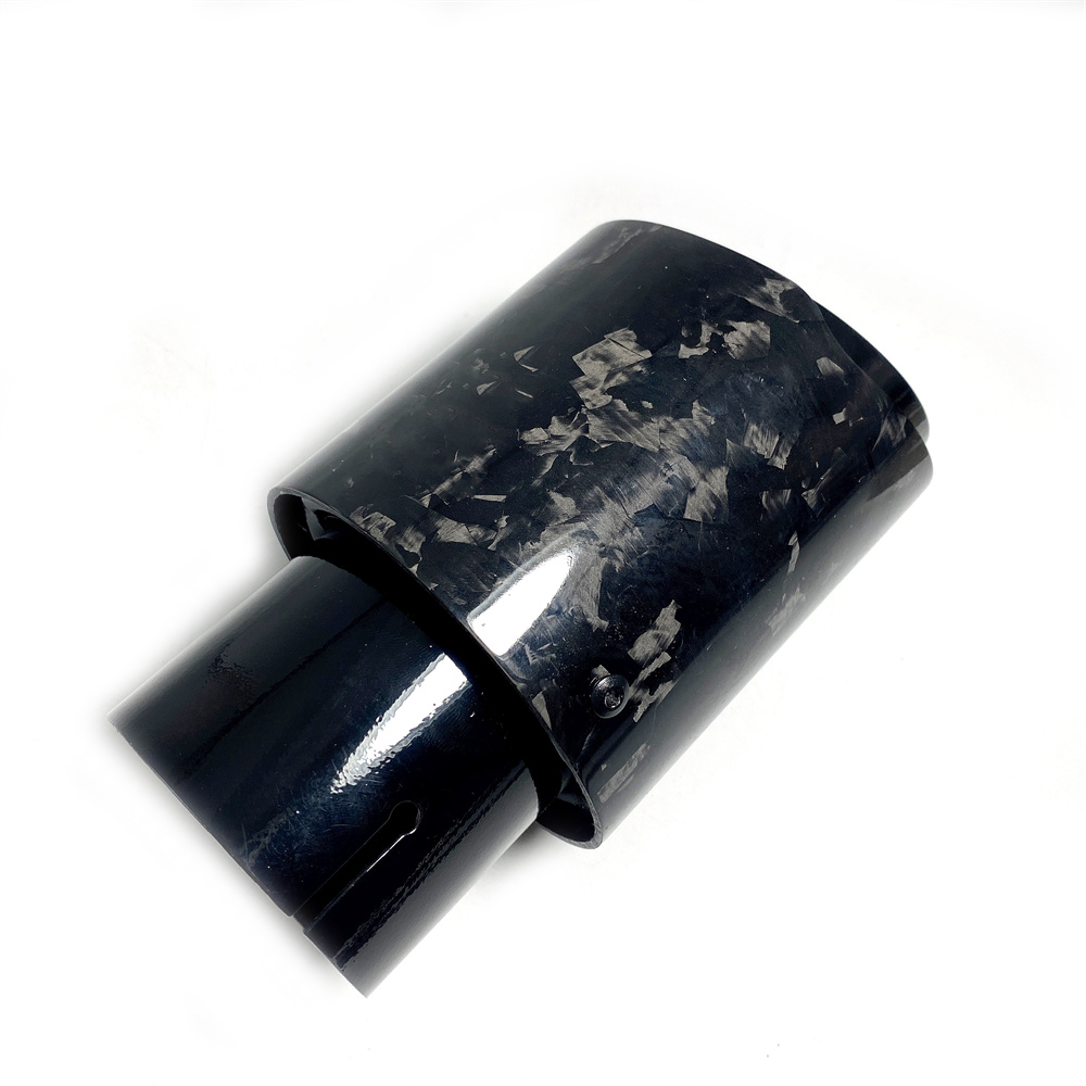1 Piece Car Universal Muffler black stainless steel Glossy Forged Carbon Fiber Exhaust Tip End Pipe Tail Tip